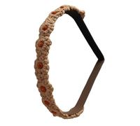 Nativilis - Diadema hecha a mano #103 | Encaje frivolitê 100% algodón | Diadema floral de ganchillo hecha a mano en beige natural con detalles de terracota | Ajuste ecológico y cómodo