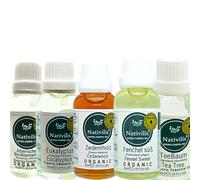 Nativilis - Juego de aceites esenciales orgánicos - Árbol de té, eucalipto, cedro, hinojo y romero, 5 x 30 ml, para aromaterapia, cuidado de la piel y el cabello