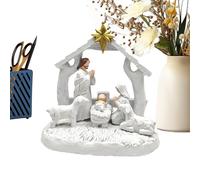 Nativity Figurines - Decoración de escena hecha a mano, pieza central clásica de mesa de Navidad, Inspire by Faith for Holiday Gathering for Living Room Church, Holiday Decoration Set, Smooth Beige