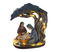 Nativity Figurines,Jesus Statue with Lights - Small Nativity Scene Christmas Table Centerpieces - for Desk Table Shelf Mantel Fireplace Bedroom Living Room Office School Holiday Party