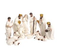 Nativity Figurines - Resin Christmas Decoration, Tabletop Religious Sculpture for Display, Desktop Ornament Set, Church Group Accessory with Fine Details, Home Component for Spiritual Reflection