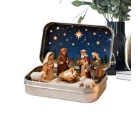 Nativity Figurines, Resin Miniature Christmas Scene Set, Pocket-Sized Holy Family Manger Decorations, Handcrafted Religious Ornament for Tabletop, Desk, Bedroom, Home Office, and Holiday Display