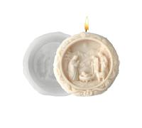 Nativity Mold - Silicone Candle Mold Nativity Scene 3D Round Jesus Family Design 10.8-11cm | Easy Release Resin Wax Clay Plaster Craft Mould | DIY Christmas Decoration Making Tool