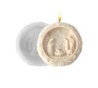 Nativity Molds - Silicone Candle Mold, Jesus Family Candles Mold | 3d Round Christmas Molds, 3d Round Release Silicone Craft Mould For Wax Resin Baking Plaster Gypsum Fondant Candle Chocolate