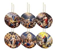Nativity Ornaments - 12 Pieces Holy Family Ornament | Christmas Tree Wooden Decor, Hangable Jesus Decor For Tree Church Rearview Mirror School Living Room Car Wall Bedroom Home Window Easter