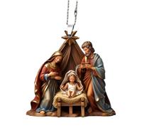 Nativity Ornaments - Acrylic 8cm, Christmas Tree Decoration, Festive Home Decor | Engraved Nativity Scene Pendant, Sturdy Memorial Ornament For Christmas Tree, Garlands, Wreaths, Holiday, Home