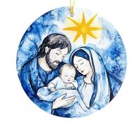 Nativity Ornaments, Religious Christmas Tree Decorations with 2D Acrylic Holiday Design Long Tail, Hangable Christmas Pendant Main Feature, Seasonal Home Decor Category Usage for Mantel Shelf Indoor