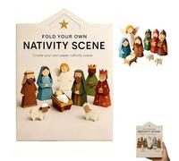 nativity scene craft party favors,diy paper nativity scene,Christmas Paper Folding Set with Jesus Angel & Animal, Christmas Nativity Scene Papers Folding for Beginners, Gift for Craft Lovers-A