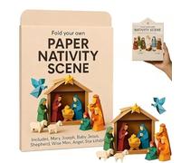 nativity scene craft party favors,diy paper nativity scene,Christmas Paper Folding Set with Jesus Angel & Animal, Christmas Nativity Scene Papers Folding for Beginners, Gift for Craft Lovers-B