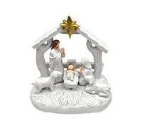 Nativity Scene - Figuras de resina de Jesús Birth Figurines, pantalla hecha a mano, escultura clásica de la familia Holy para la escuela de la iglesia de la mesa de interior, decoración religiosa de