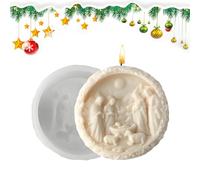Nativity Scene Mold - 3d Round Silicone Candle Moulds for Easy Release, Reusable Design with Multi-Purpose Crafting Function, Christmas for Resin Fondant Plaster Wax Soap Chocolate Flexible