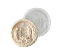 Nativity Scene Mold - Jesus Birth Candle Moulds | 3D Round Easy Release Silicone Craft for Resin, Fondant, Plaster, Wax, Soap, Chocolate DIY Art Decoration