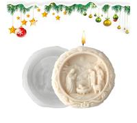 Nativity Scene Mold - Jesus Birth Candle Moulds, 3D Round Release Silicone Craft Mould for Resin, Fondant, Gypsum, Plaster, Wax, Soap, Chocolate, Art Decoration, Crafting Supplies, 4.25x4.25x1.06 Inch