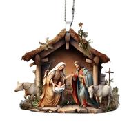 Nativity Scene Ornaments - Holy Birth Figurines, Scriptural Display Items for Religious Commemoration, Stable Setting Figurines with Detail Painting, Sanctuary Component for the Birth of Jesus Decor