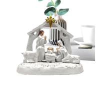 Nativity Scene - Resin Jesus Birth Figurine, Christmas Coger Scene Decoration, Religious Holiday Display for Interior Home | Nativity Set for Desk Shelf Living Room Bedroom | Farmhouse Christmas Decor