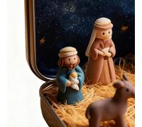 Nativity Scene Tin Box - Compact Portable Holy Family Figurine Set, 3d Religious Miniature Ornament, Handmade Christian Christmas Display Gift | for Desk Tabletop Shelf Bedroom Living Room Decoration