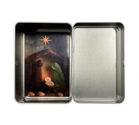 Nativity Scene Wood & Sea Glass, Tabletop Ornament Christian Holiday Decor | Sturdy Tin Storage, Seasonal Centerpiece For Living Rooms, Mantels, Workplaces Family Gathering