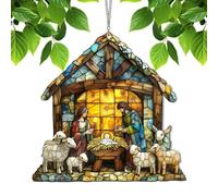 Nativity Sun Catcher For Window - Vibrant Prism Effect, Acrylic Festival Colorful Sun Catcher, Hand-Painted Christmas Parties Wall Art, Holy Scene Ornament | Seasonal Charm For Thanksgiving Decor