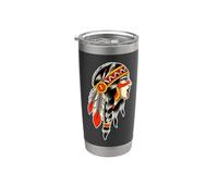 Nativo Americano Indio Guerrero Chica Bonita Vaso térmico de acero inoxidable de doble pared