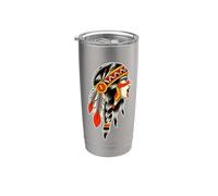 Nativo Americano Indio Guerrero Chica Bonita Vaso térmico de acero inoxidable de doble pared