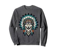 Nativo Americano Indio Lobo Tribal Bohemio Nativo Americano Sudadera