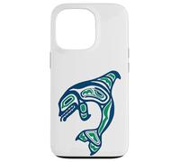 Nativo Americano Indio Orca Asesino Ballena Pacífico Noroeste Carcasa para iPhone 13 Pro