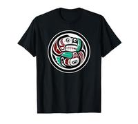 Nativo Americano Rojo Negro Haida Art Otter Salmón Camiseta gráfica económica