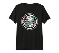 Nativo Americano Rojo Negro Haida Art Otter Salmón Camiseta Premium