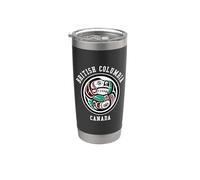 Nativo Americano Rojo Negro Haida Nutria Persiguiendo Salmón Vaso térmico de acero inoxidable de doble pared