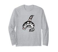 Nativo Americano Rojo Negro Haida Orca Ballena Manga Larga