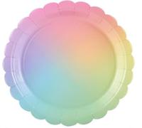 NatNarr 30 platos de papel de colores, 23 cm, para cumpleaños infantiles, arco iris, desechables, con borde ondulado, para baby shower, bodas, despedidas de soltera, cumpleaños