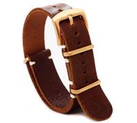 NATO - Correa de reloj Zulu de piel con aceite militar largo marrón whisky lona elegante hebilla de acero inoxidable, tamaño a elegir 18 mm, 20 mm, 22 mm, 24 mm, 18mm, Cuero