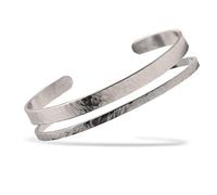 Nato Cuff - Pulsera Bangle de Acero inoxidable Martillado Joya Hombre o Mujer Made in France (Duo)