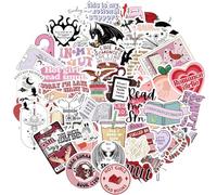 NATOSU 52 pegatinas de libro estéticas impermeables para ordenador portátil, diario, Kindle, maleta, casco de moto, álbum de recortes, color rosa, Kawaii, pegatinas de lectura para niñas