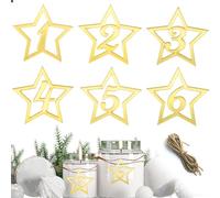 NATOSU 6 coronas de Adviento con números acrílicos, números de Adviento, candelabros decorativos, doradas, colgantes de 1 a 6 velas de Navidad, decoración de Adviento