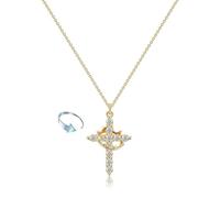 NATOSU collar con corona de cruz retorcida, collar de cruz chapado en oro blanco, collares cristianos con colgante de fe, collar de cruz con corona para mujeres y niñas