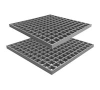 NATOTELA Rejilla de fibra de vidrio de 485 x 485 x 25 mm, 2 unidades, rejilla gris con MW: 40/40 mm, resistente a la humedad, rejilla de entrada GFRP para parques industriales como lavabos de coches