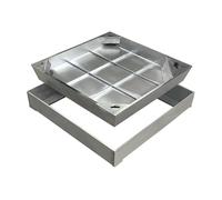 Natotela Tapa de alcantarilla 300 x 300 mm, acero inoxidable, empotrada con base cuadrada, tapa de inspección, invisible, para interiores y exteriores