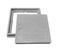 NATOTELA Tapa de pozo de fibra de vidrio con marco, 450 x 450 mm, A15, transitable, tapa de canal, compartimento de revisión para aceras, superficie verde, resistente a los rayos UV, resistente a las