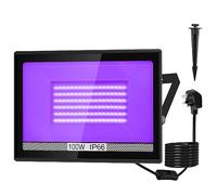 NATPOW 100W Luz Negra Ultravioleta, Foco Luz UV con Enchufe 395nm Lámpara UV IP66 Impermeable Foco LED para Fiesta Fluorescente, Discoteca, Halloween, Bar
