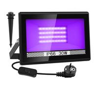 NATPOW 30W Luz Negra, Foco Luz UV con Enchufe,395-400nm Luz Negra UV IP66 Impermeable Luces Ultravioleta para Fiesta Fluorescente, Discoteca, Halloween, Bar, Black light Party,Discoteca