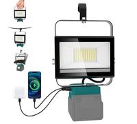 NATPOW 60W 4500LM Lámpara LED de trabajo Compatible con Makita Batería 18V, 2 modos Luz de Trabajo Portátil Recargables con 2 Puertos USB para Obras, Garaje, Reparación de Coches (sin Batería)
