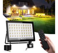 NATPOW Foco LED con Sensor Movimiento100W, Luces de Seguridad Exterior con Mando a Distancia, Luz LED con Sensor PIR Inteligente, 3 Colores Luz de Pared para Casa, Garaje, Patio Terraza Campo
