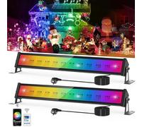 NATPOW Foco LED RGB Exterior 50W Barra de Luz LED RGB, Foco Led Exterior 16 Millions Colore/10 Brillo/4 Scene/Control Remoto/APP para DJ Bar Discoteca Jardín Fiesta(2Pack)