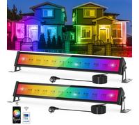 NATPOW Foco LED RGB Exterior 50W Barras de Luz RGB con Control Remoto y Bluetooth APP Foco Led Exterior 16 Millions Colore 10 Brillo 4 Scene 2 Control para DJ Bar Discoteca Jardín Christmas Bar(2Pack)