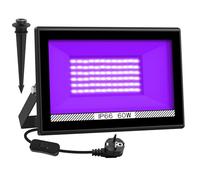 NATPOW Foco LED UV, Luz Negra 60W con Enchufe 395nm IP66 Impermeable Luces LED Ultravioleta para Fiesta Fluorescente, Discoteca, Halloween, Bar