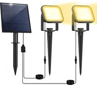 NATPOW Foco Solar Exterior, Luces Solares LED Exterior Jardin 2 en 1, IP65 Waterproof, Auto-ON/OFF Outdoor Wall Lights Landscape Lighting for Trees, Yard, Garden Path (3000K)