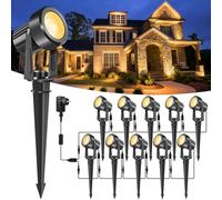 NATPOW Focos LED Exterior, Luces LED de Jardín, Cálido Iluminación Exterior Jardin 3000K Luz IP65/270ºAjustable/ Dual usage para iluminación de patio camping Jardín Halloween Christmas (10 en 1)