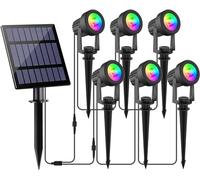 NATPOW Focos LED Exterior Solare RGB, 6 en 1 Luz Solar Arbol Exterior, IP65 Impermeable, 2 Niveles de Brillo de Crepúsculo a Amanecer Iluminación para Jardin, Patio, Caminos, Casa