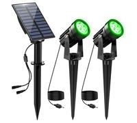 NATPOW Focos LED Exterior Solare Verde, 2 en 1 Luz Solar Arbol Exterior, IP65 Impermeable, 2 Niveles de Brillo de Crepúsculo a Amanecer Iluminación para Jardin, Patio, Caminos